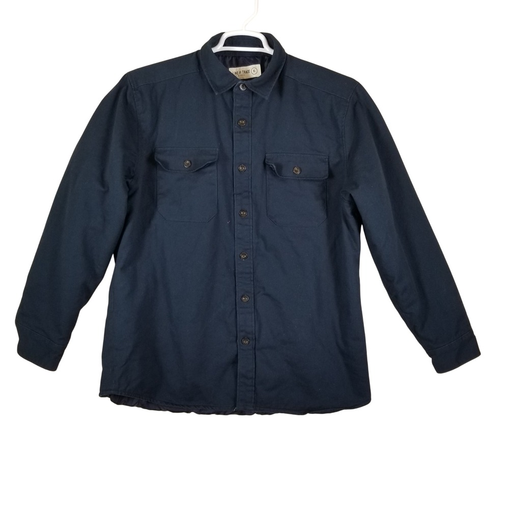 Line of Trade Mens XL Navy Blue‎ Quilted Lined Cotton Twill Shirt Jacket Shacket